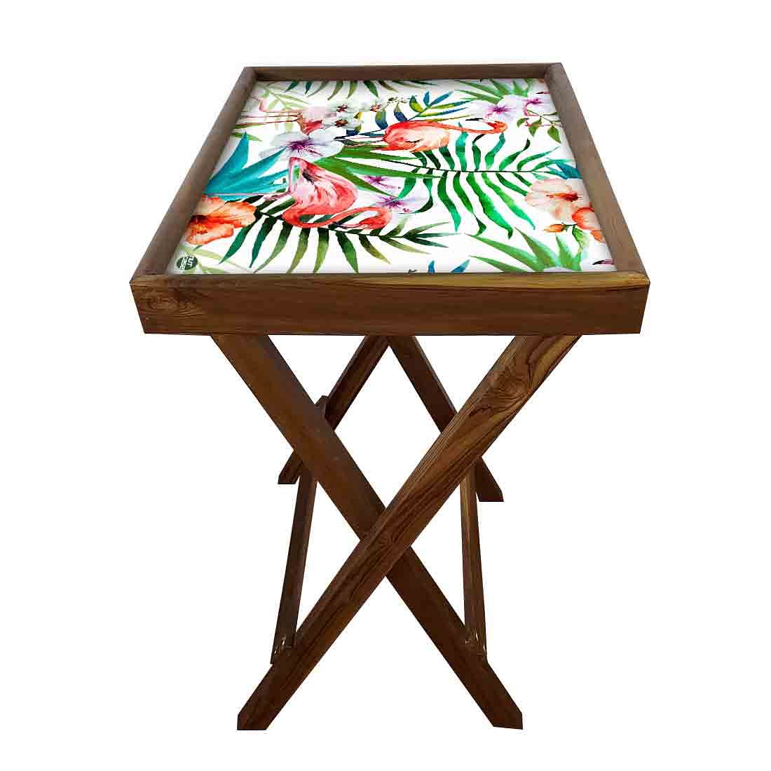 Folding Wooden TV Trays Serving Side Tables for Living Room - Swan - Image 4