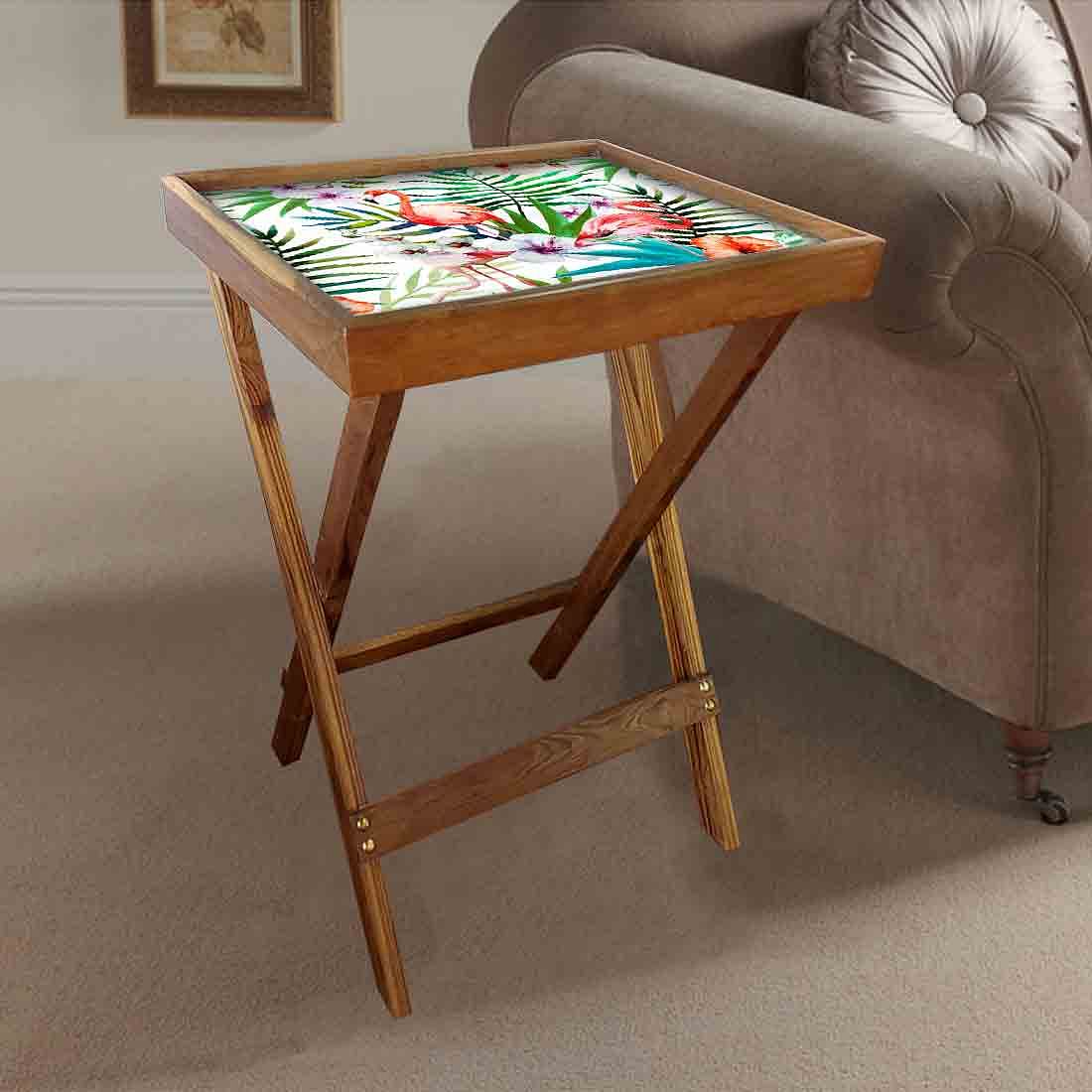 Folding Wooden TV Trays Serving Side Tables for Living Room - Swan - Image 5