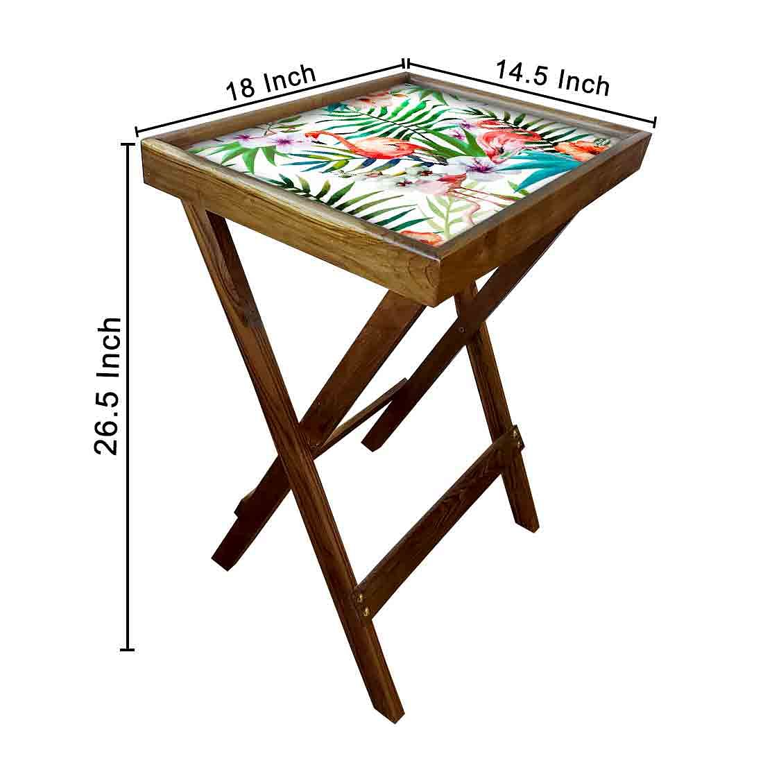 Folding Wooden TV Trays Serving Side Tables for Living Room - Swan - Image 6