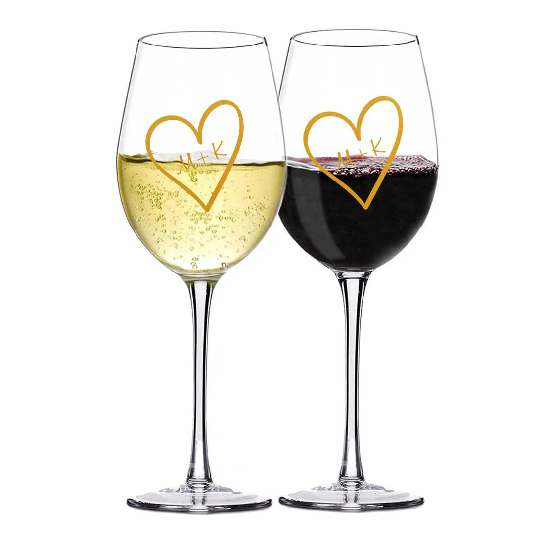 Unique Anniversary Gifts for Couples Personalized Wine Glasses Set Of 2 - Hearts - Image 4