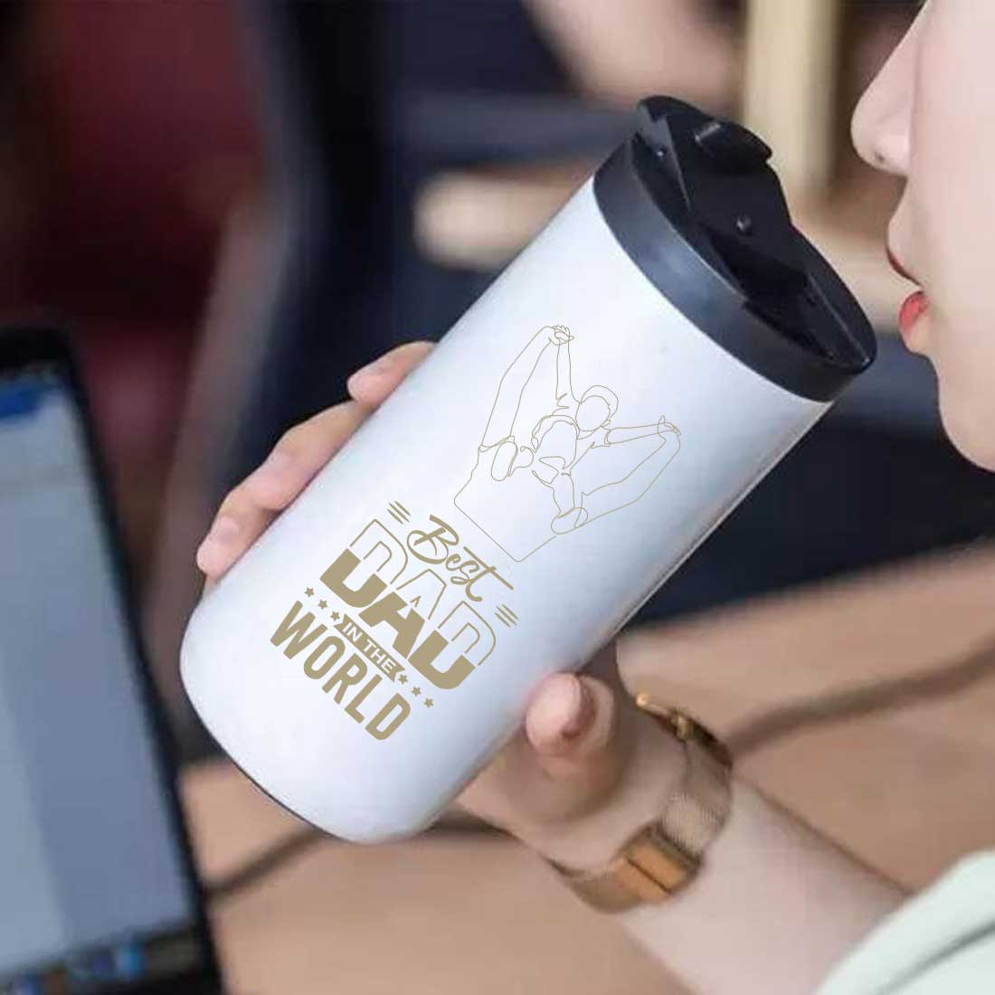 Useful Gifts for Dad Travel Coffee Tumbler Sipper Flask - Best Dad - Image 9