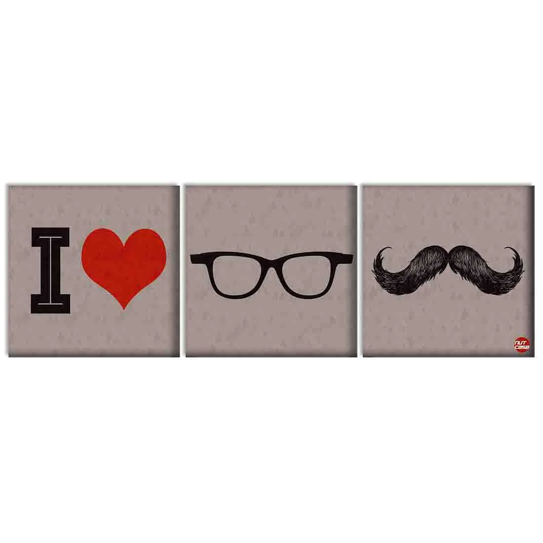 Wall Art Decor Panel For Home - I Love Mustache
