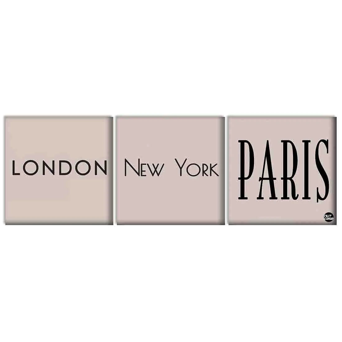 Wall Art Decor Hanging Panels Set Of 3 -london newyork paris