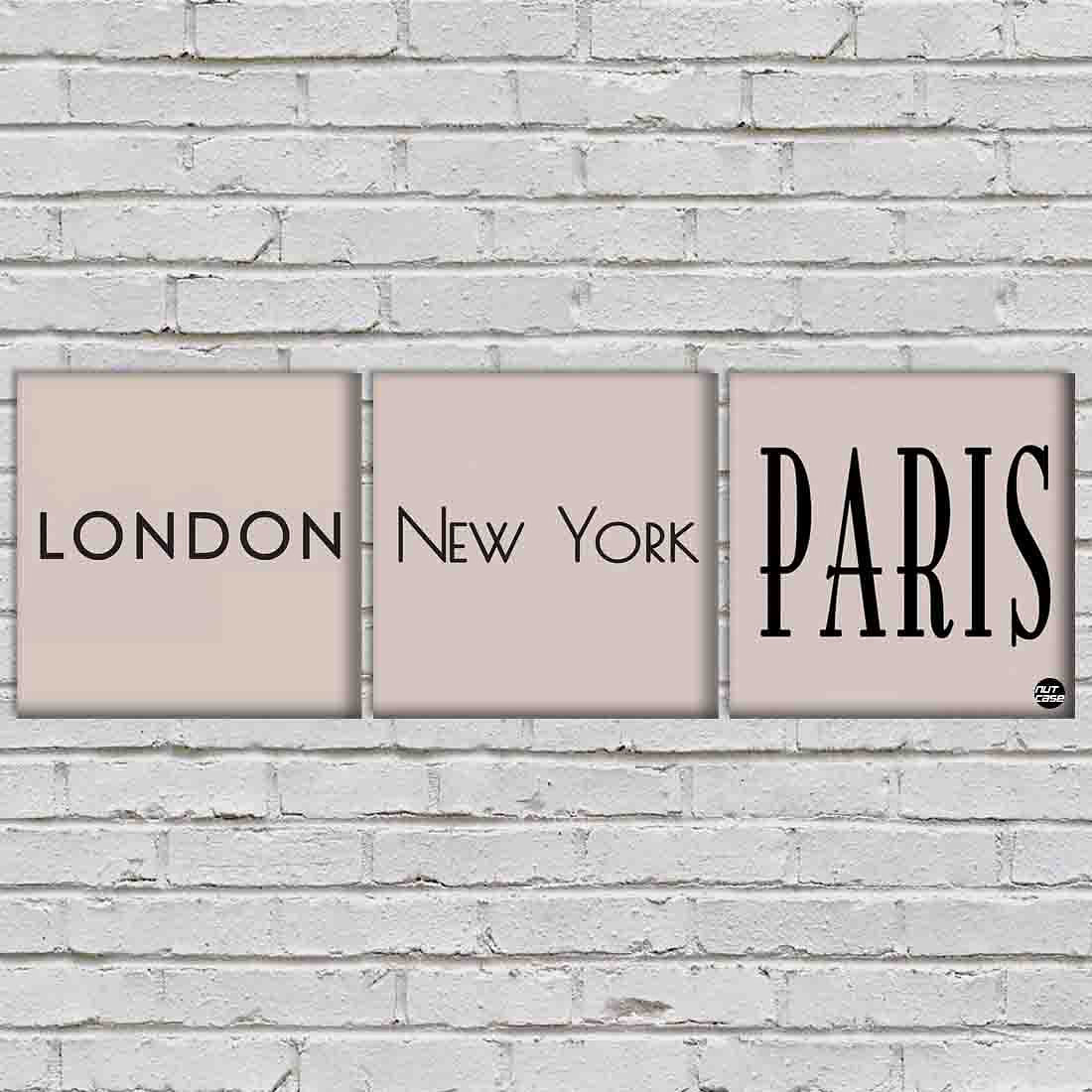 Wall Art Decor Hanging Panels Set Of 3 -london newyork paris - Image 2