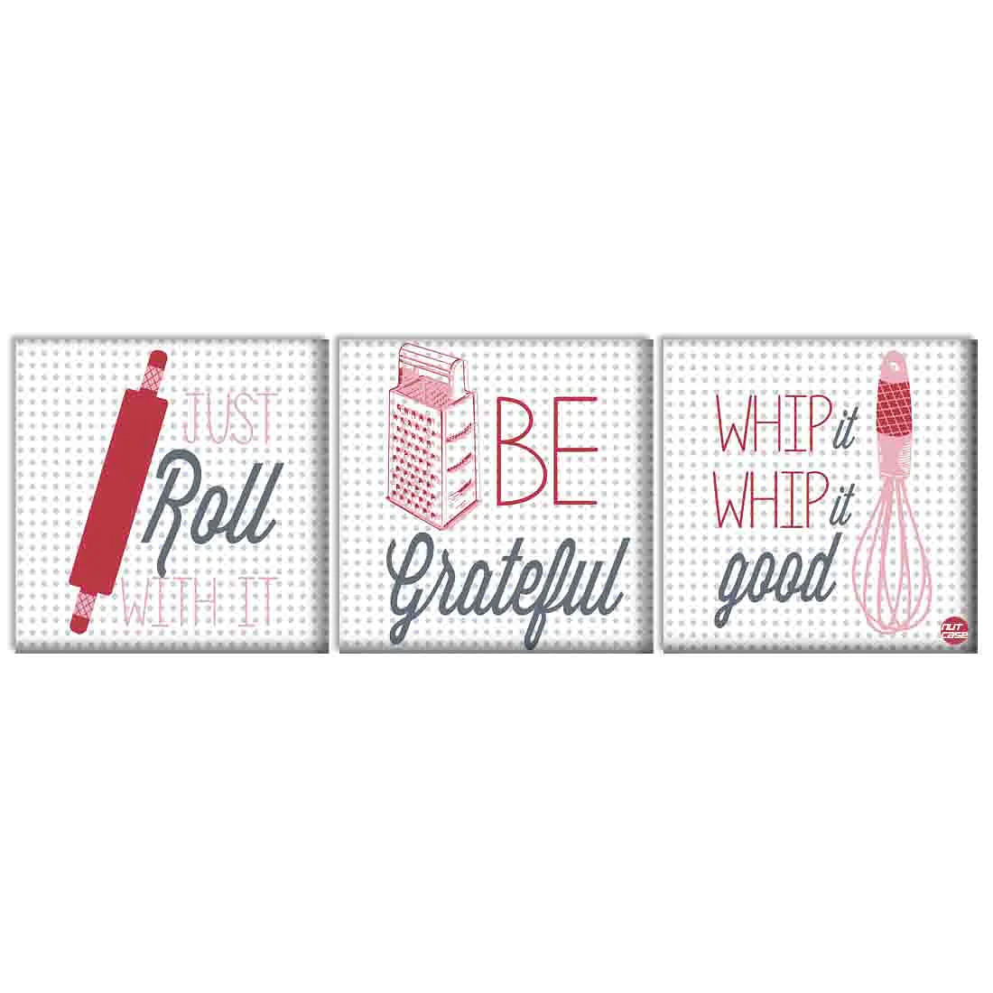 Wall Art Decor Hanging Panels Set Of 3 -Just Roll Be Grateful - Image 2