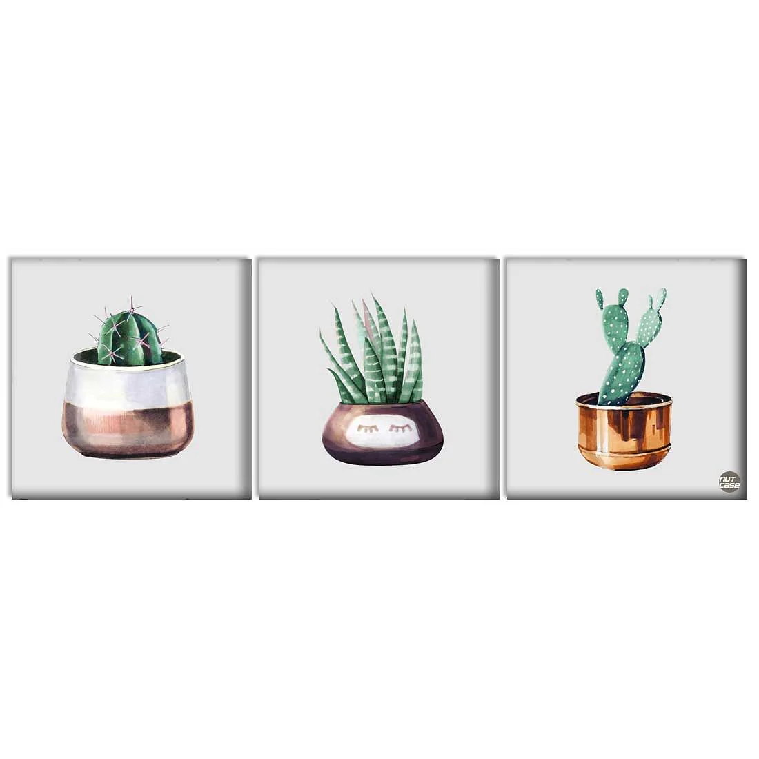 Wall Art Decor Hanging Panels Set Of 3 -Cactus Pot - Image 2