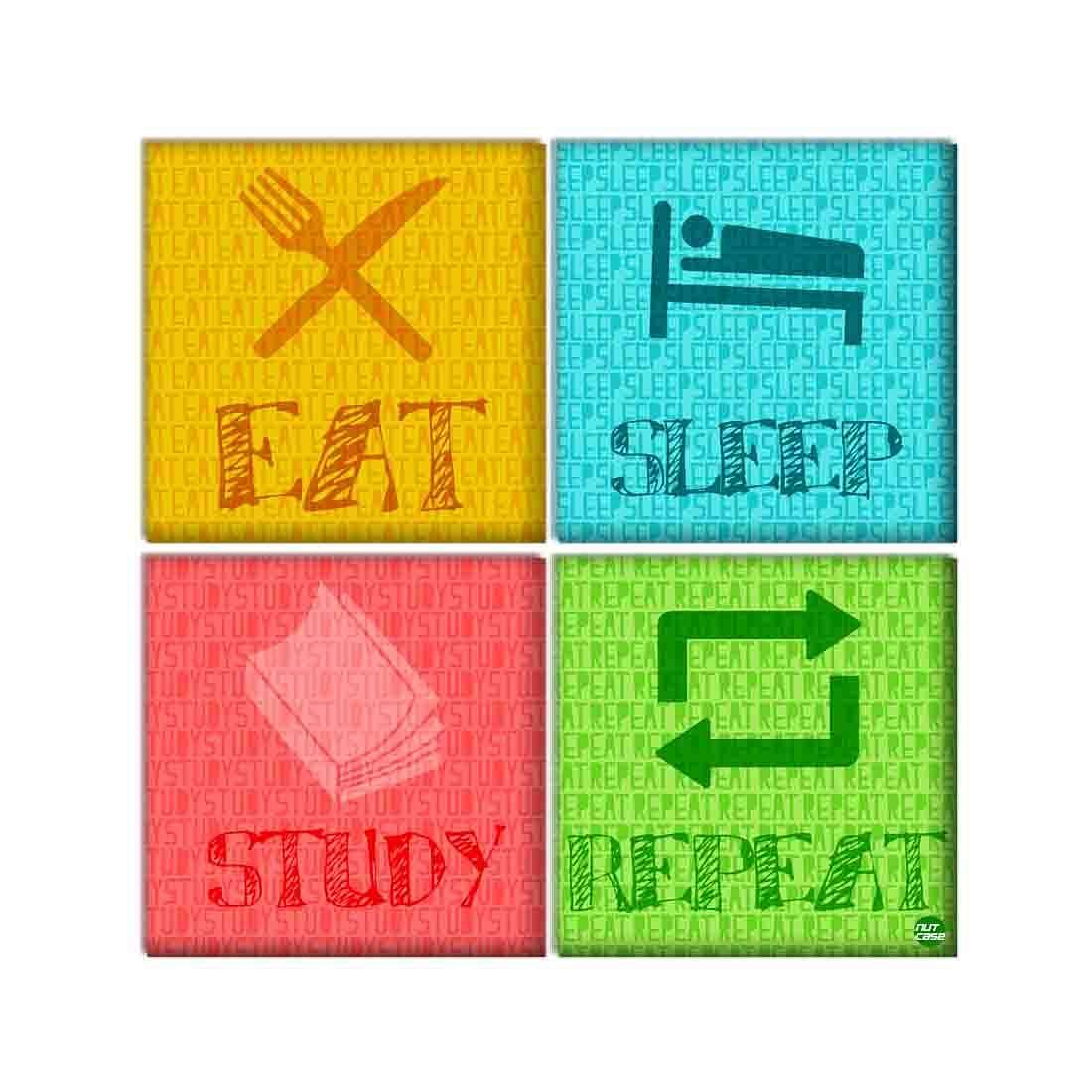 Wall Art Decor Panel For Home - Eat Sleep Study Repeat