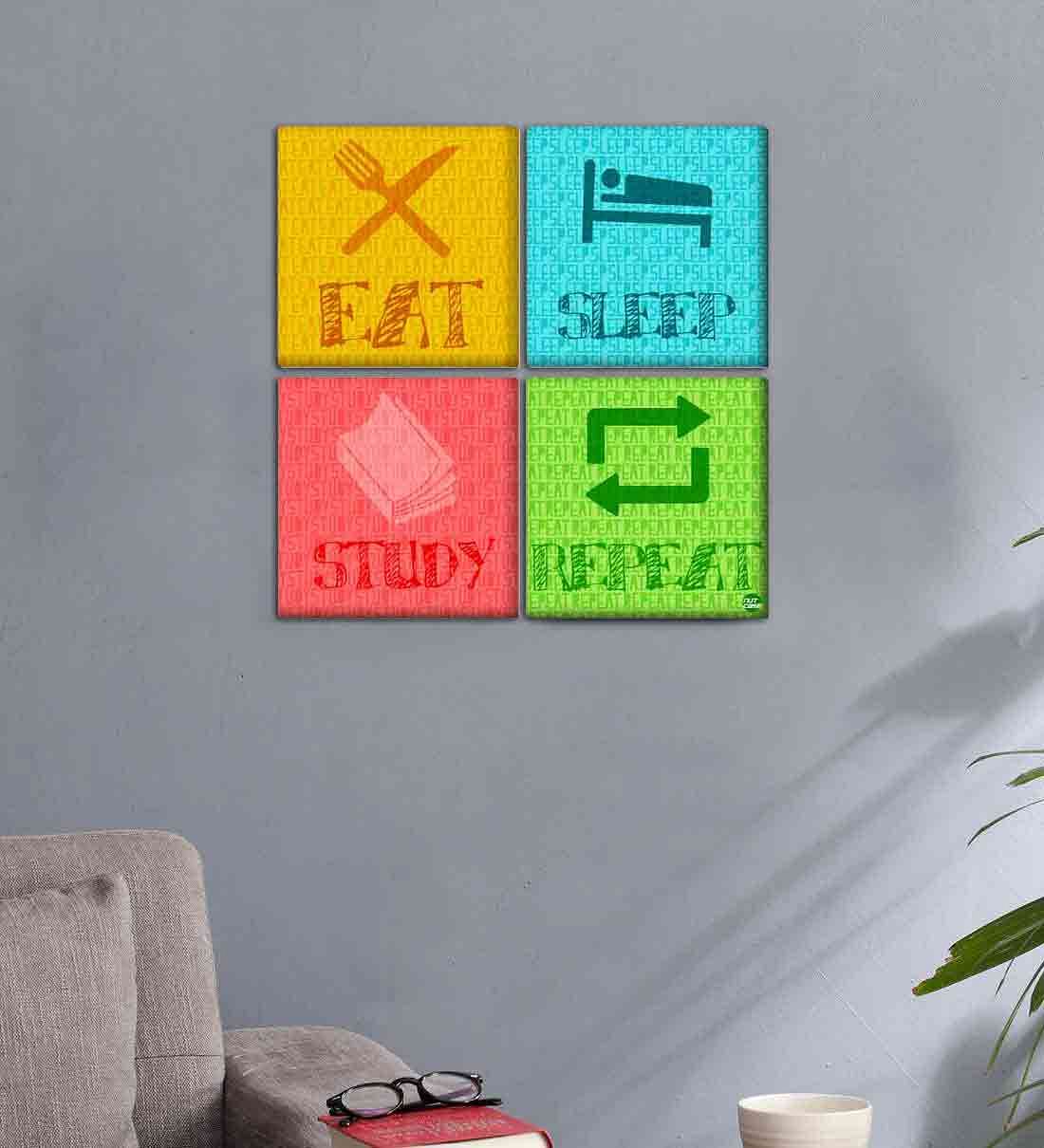 Wall Art Decor Panel For Home - Eat Sleep Study Repeat - Image 2