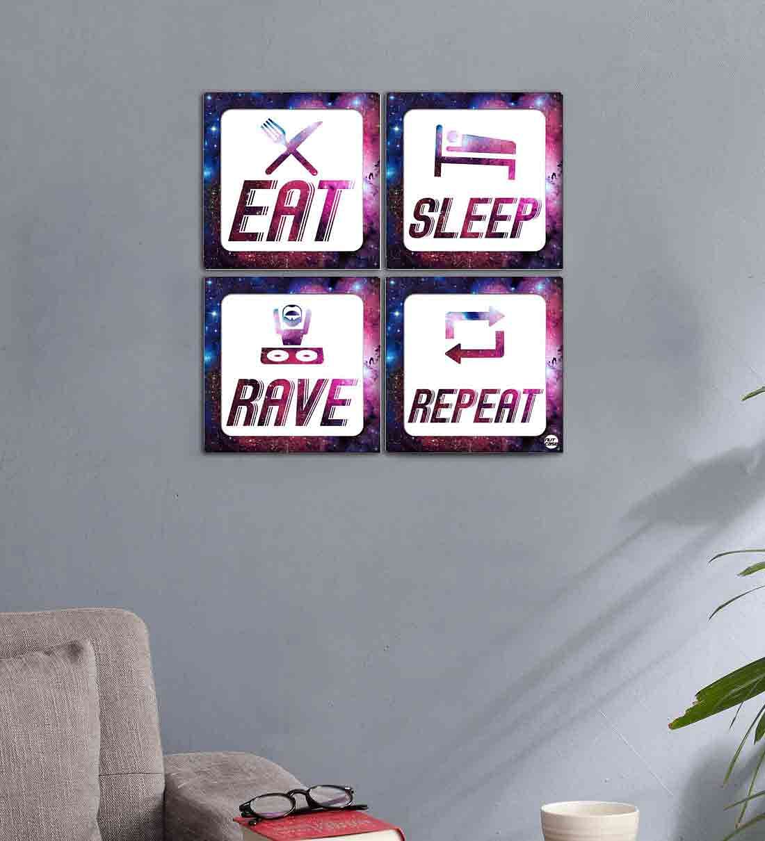 Wall Art Decor Panel For Home - Eat Sleep Rave Repeat Sign - Image 2