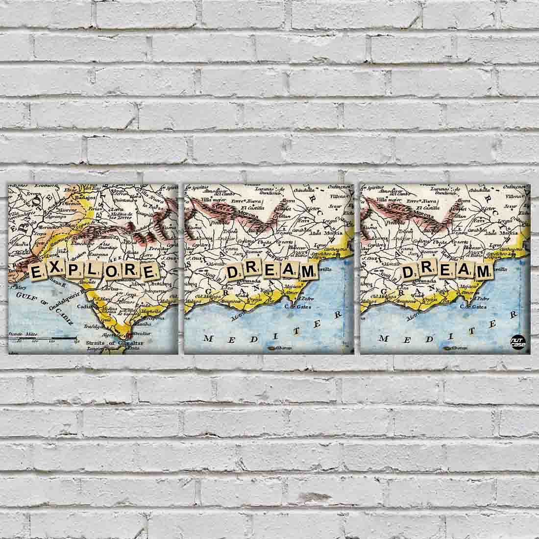 Wall Art Decor Hanging Panels Set Of 3 -Explore Dream