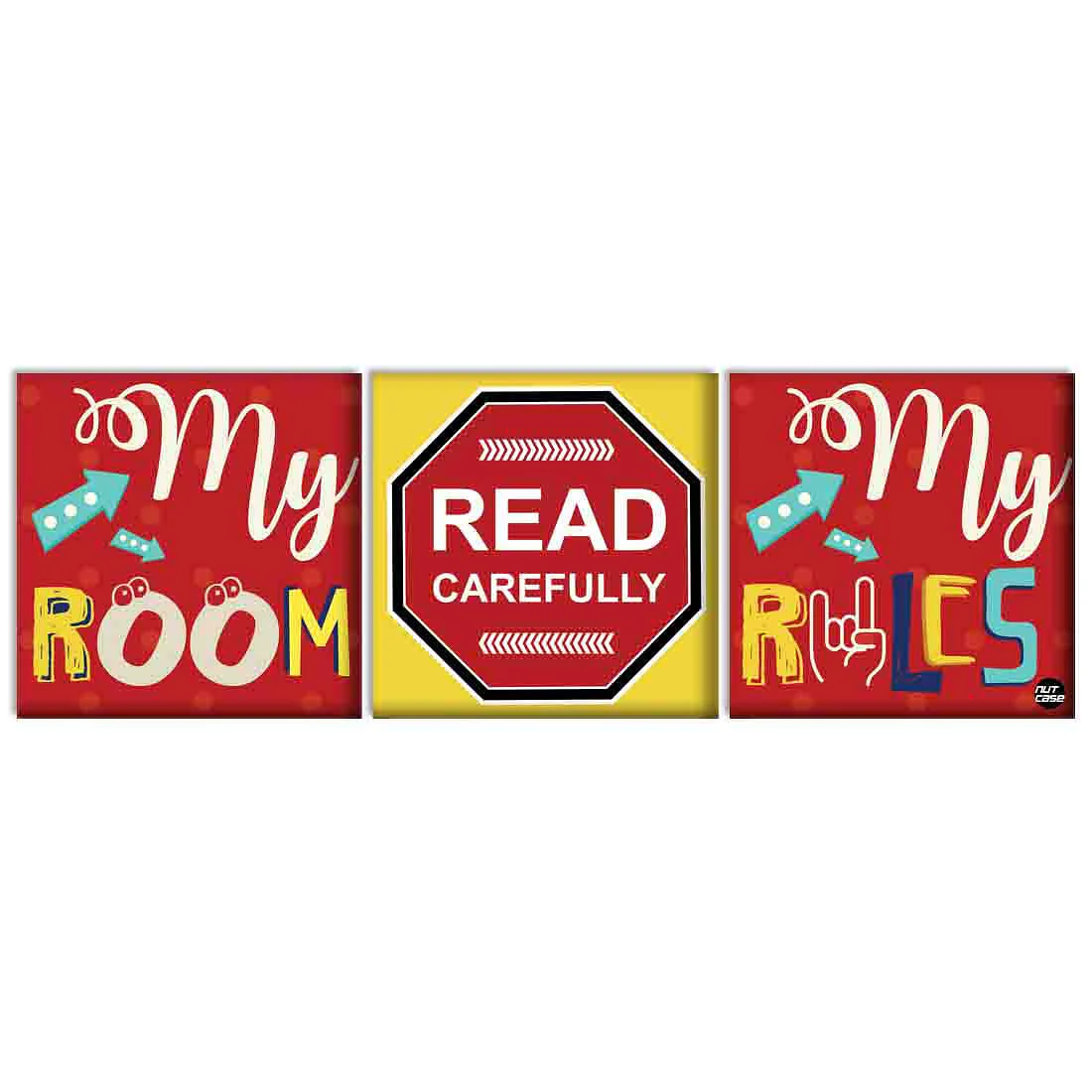 Wall Art Decor Hanging Panels Set Of 3 -My Room My Rules