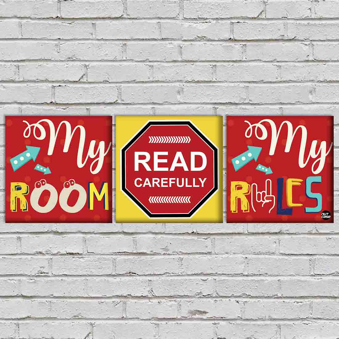 Wall Art Decor Hanging Panels Set Of 3 -My Room My Rules - Image 2