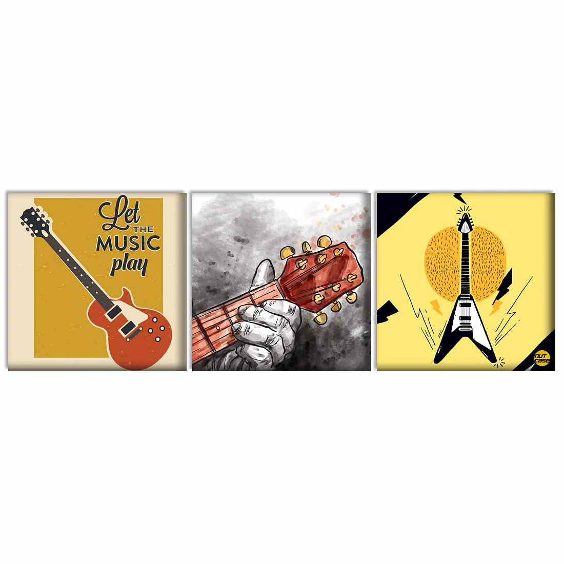 Wall Art Decor Hanging Panels Set Of 3 -Let The Music Play - Image 2