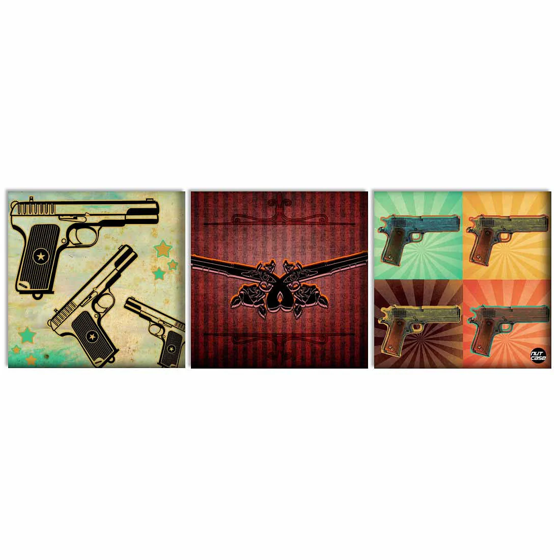 Wall Art Decor Hanging Panels Set Of 3 -Gun - Image 2