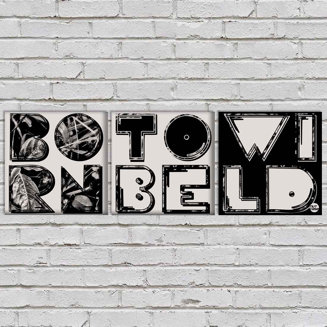 Wall Art Decor Hanging Panels Set Of 3 -Born To Be Wild