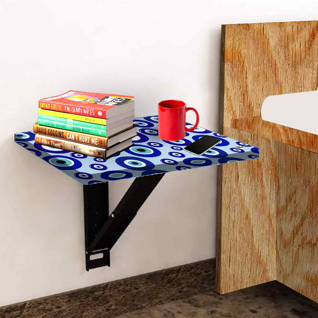 Fold Down Wall Hung Bedside Table with Desk for Laptop - Evil Eye Protector - Image 5