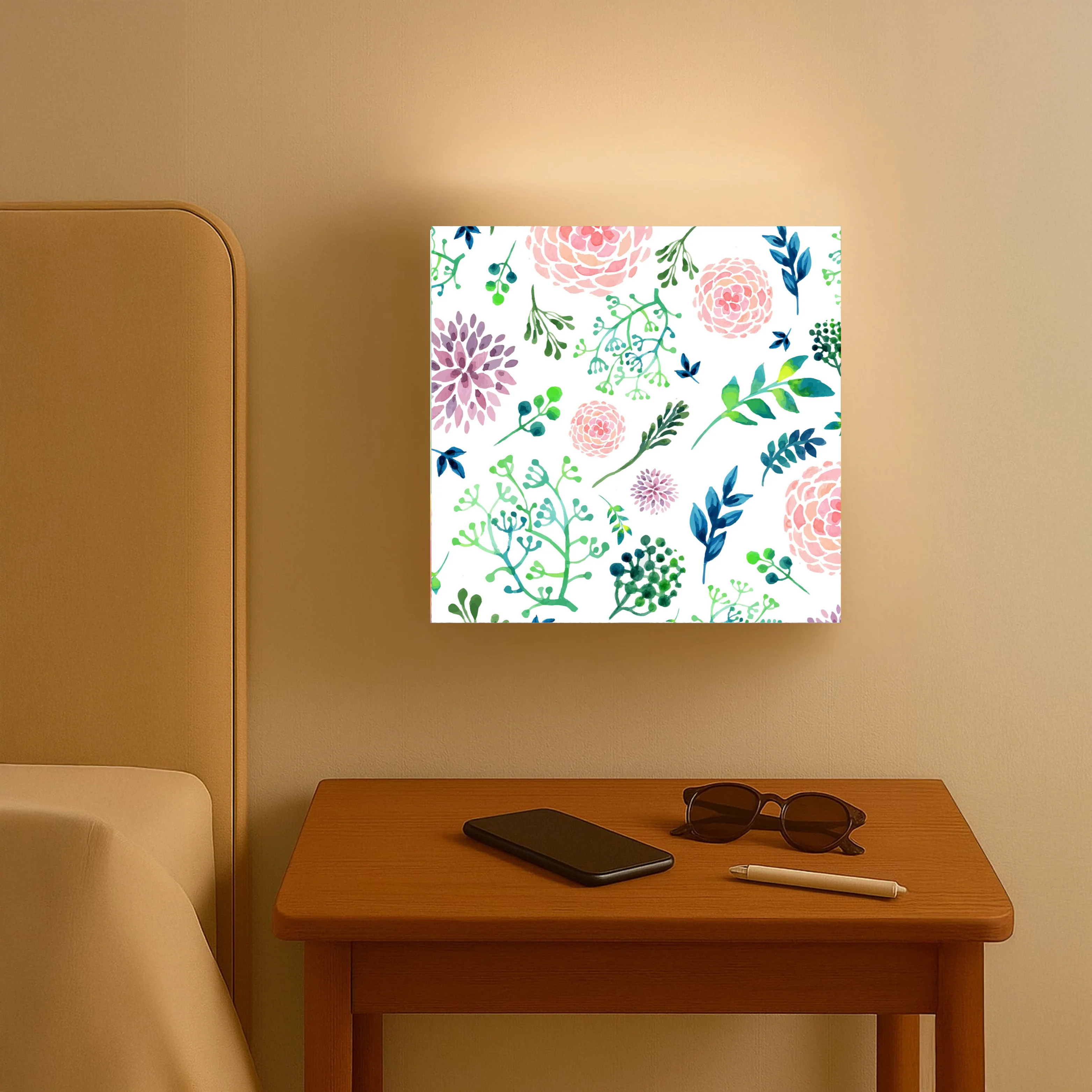 White Best Square Wall Lamp Light - Cute Flowers - Image 2
