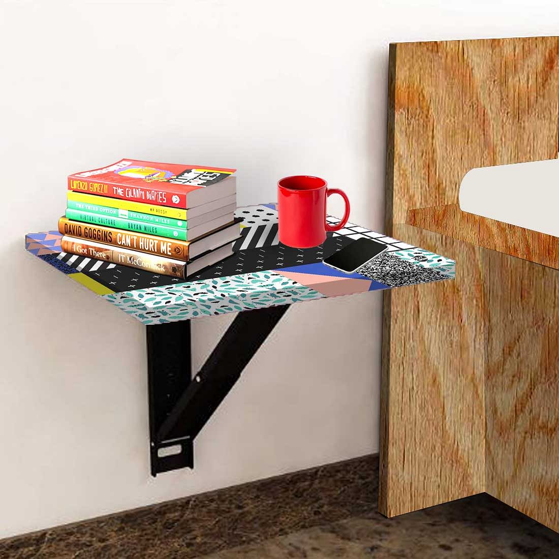 Fold Down Side Table Wall Mounted -  Line Pattern - Image 3