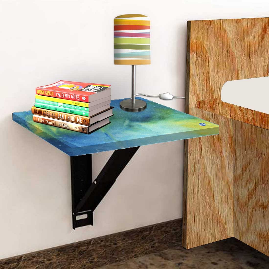 Small Bedside Table Floating - Arctic Space Dark Blue Green Watercolor - Image 4