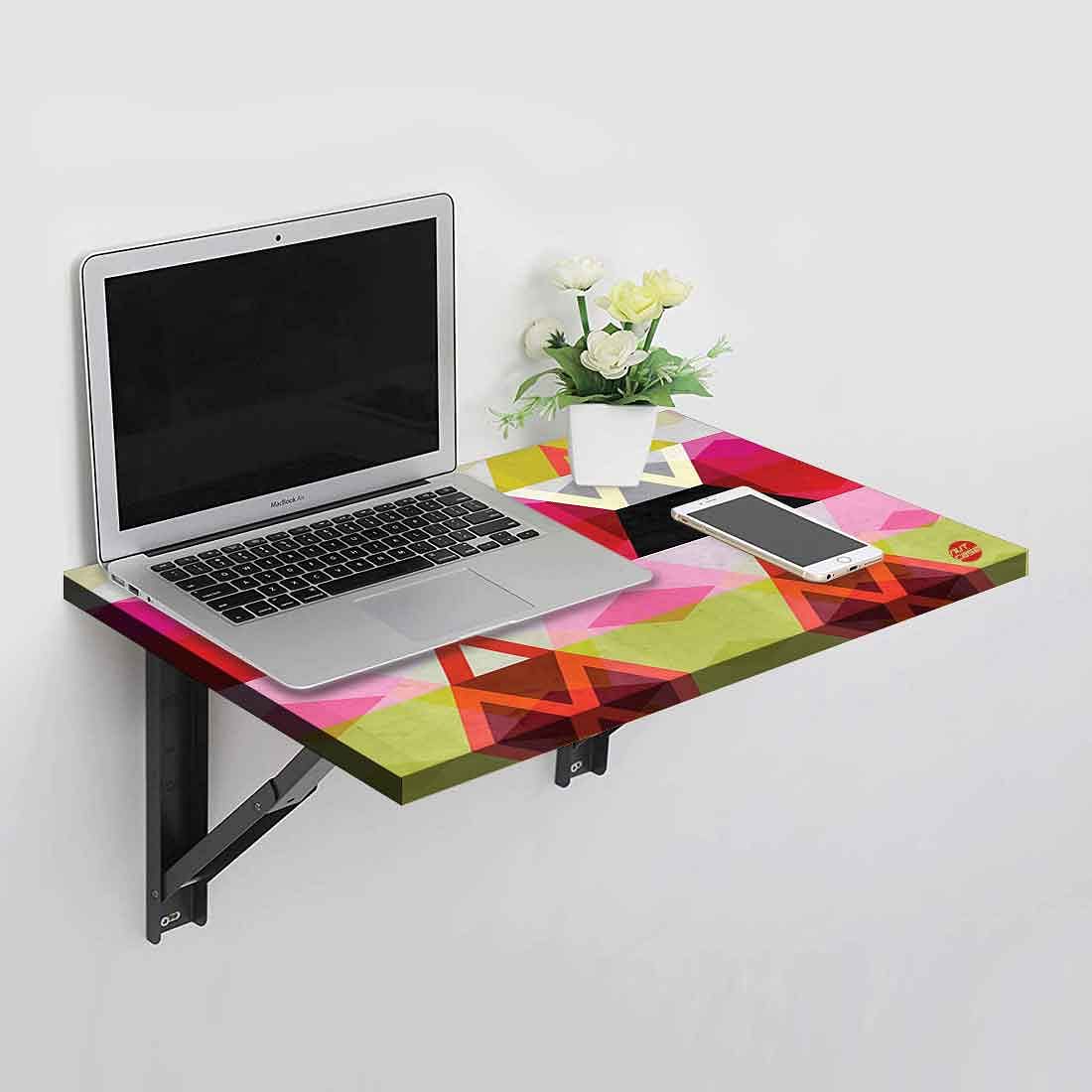 Wall Mount Study Table for Adults - Pink Geometric - Image 2