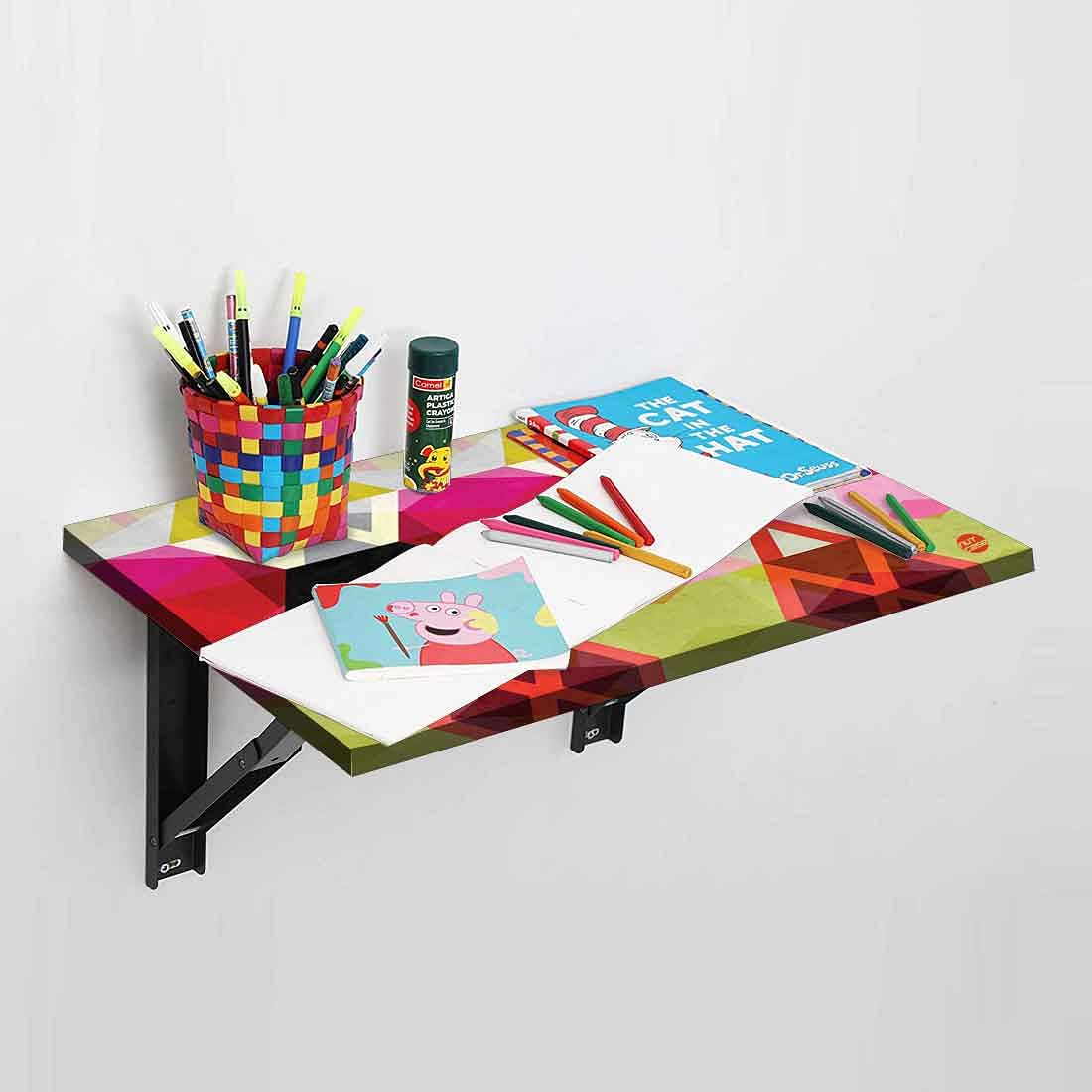 Wall Mount Study Table for Adults - Pink Geometric - Image 3