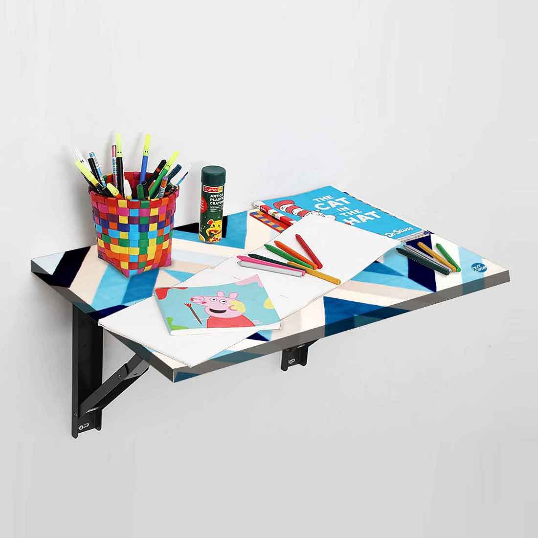 Wall Mounted Study Table for Work From Home - Blue Lines - Image 3