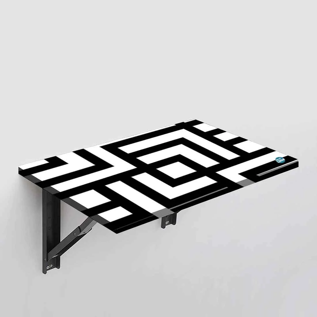 Wall Mounted Folding Study Table -  Black White Blocks