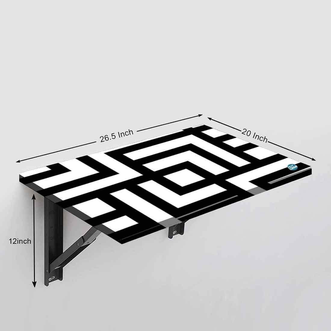 Wall Mounted Folding Study Table -  Black White Blocks - Image 4