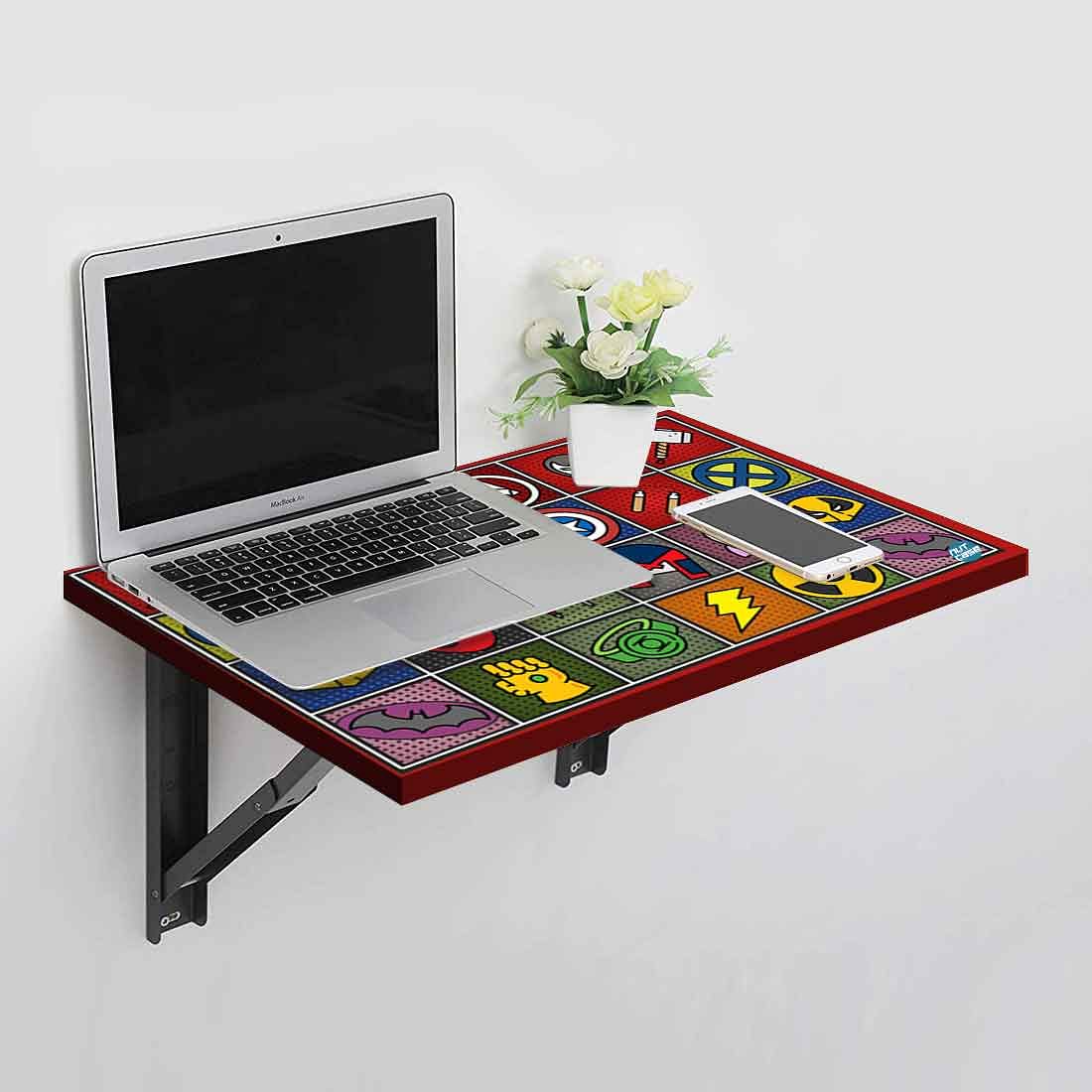 Wall Attached Study Table for Kids - Wall Mounted - Grid - Image 2