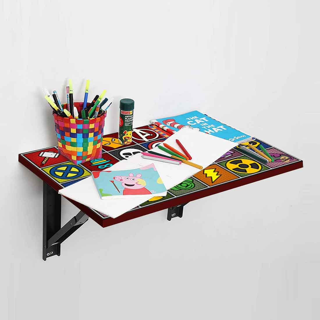 Wall Attached Study Table for Kids - Wall Mounted - Grid - Image 3