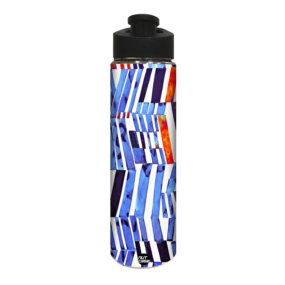 Designer Stainless Steel Sipper Bottle - Blue Lines