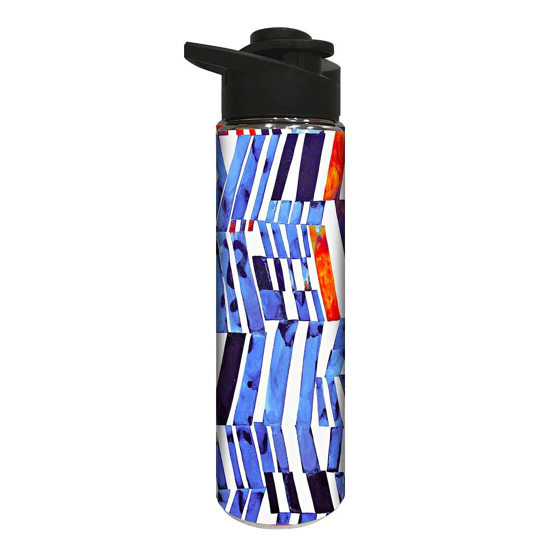 Designer Stainless Steel Sipper Bottle - Blue Lines - Image 2