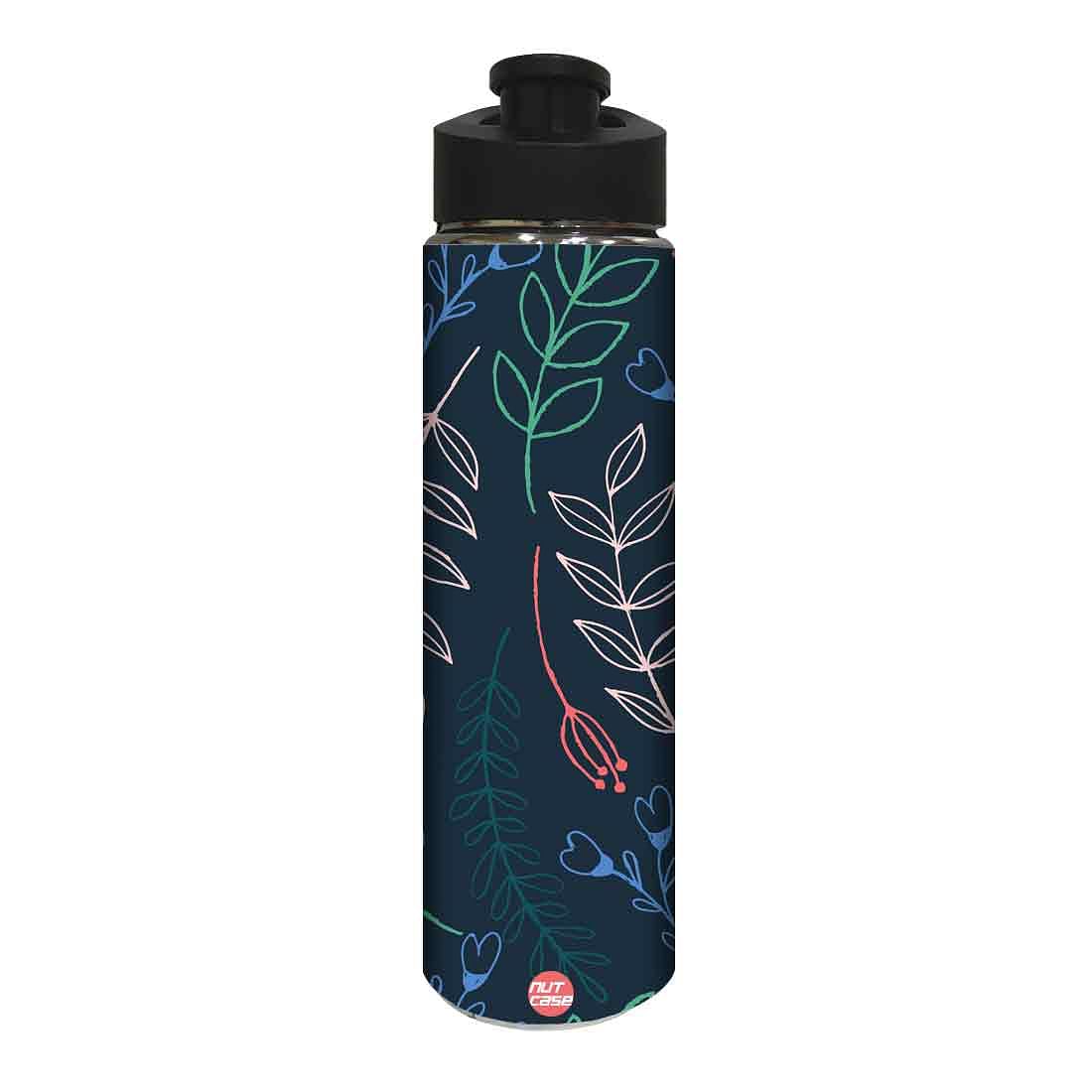 Stainless Steel Sipper Bottle - Colorful Leaf with Blue Background