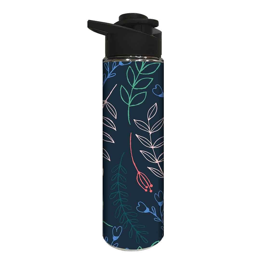 Stainless Steel Sipper Bottle - Colorful Leaf with Blue Background - Image 2