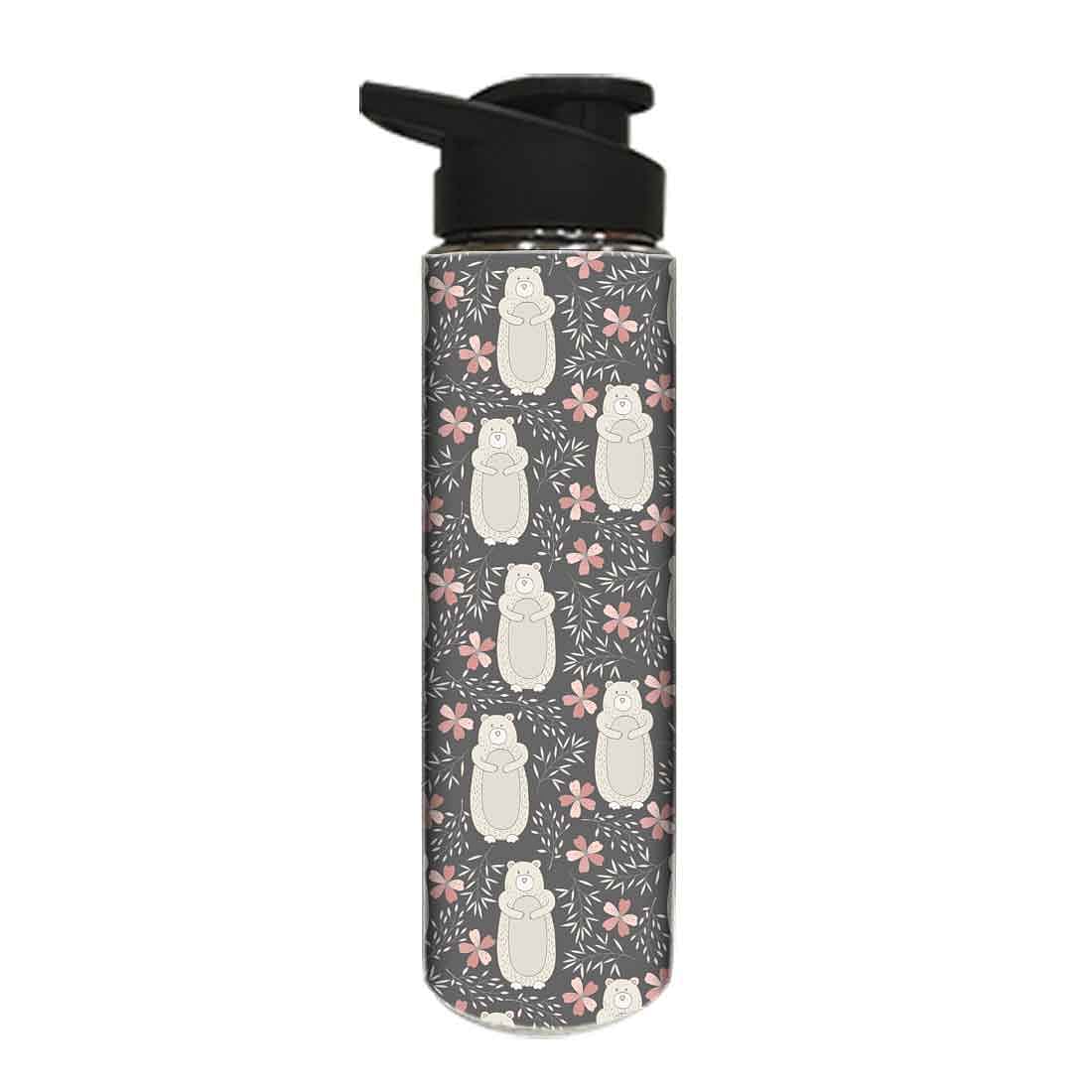 Designer Stainless Steel Sipper Bottle - Bear and Flower - Image 2