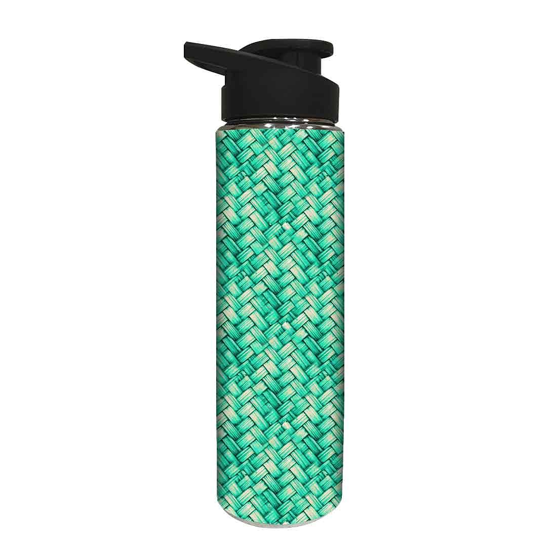 Designer Stainless Steel Water Bottle -  Green Strips - Image 2