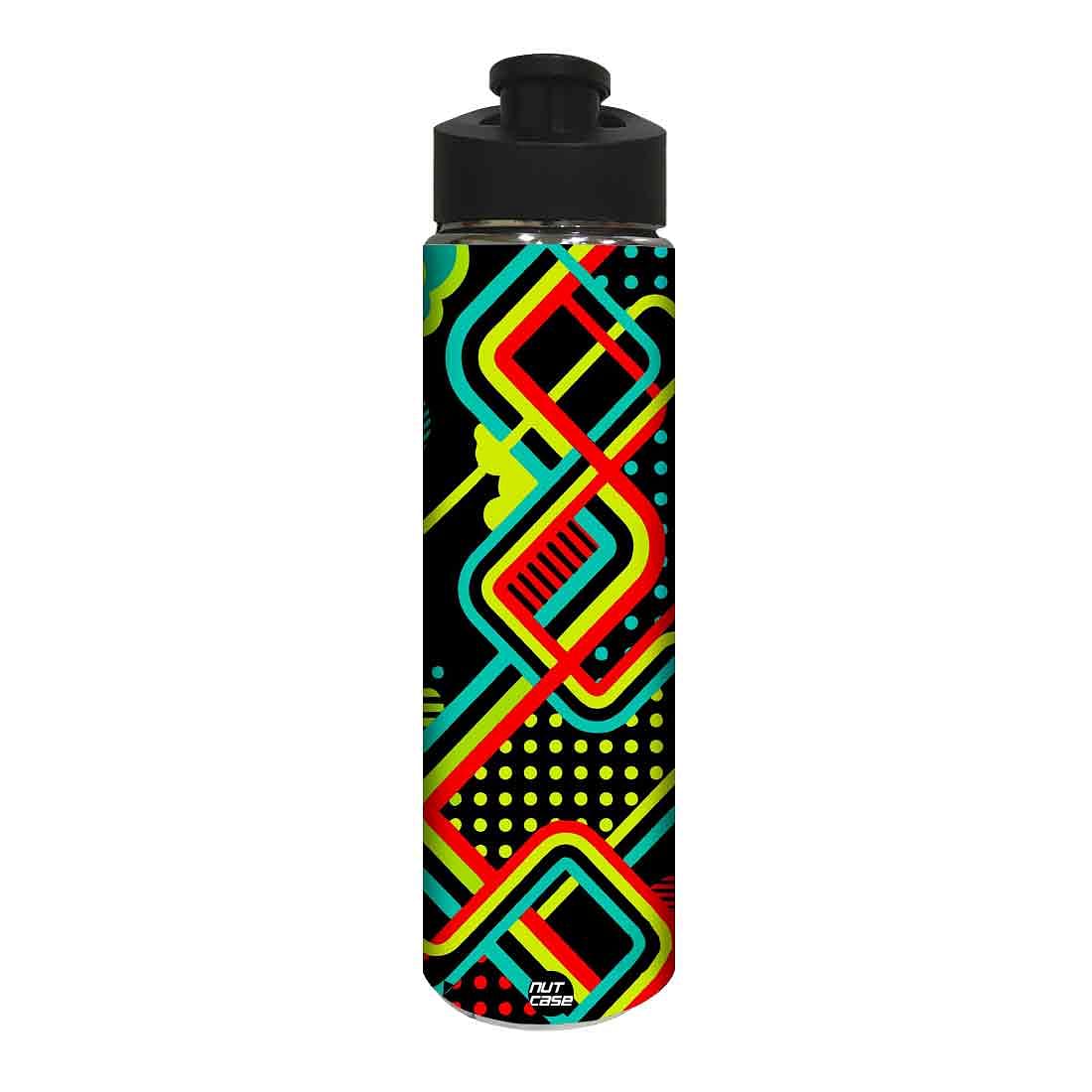 Designer Stainless Steel Water Bottle - Yellow and Red Lines