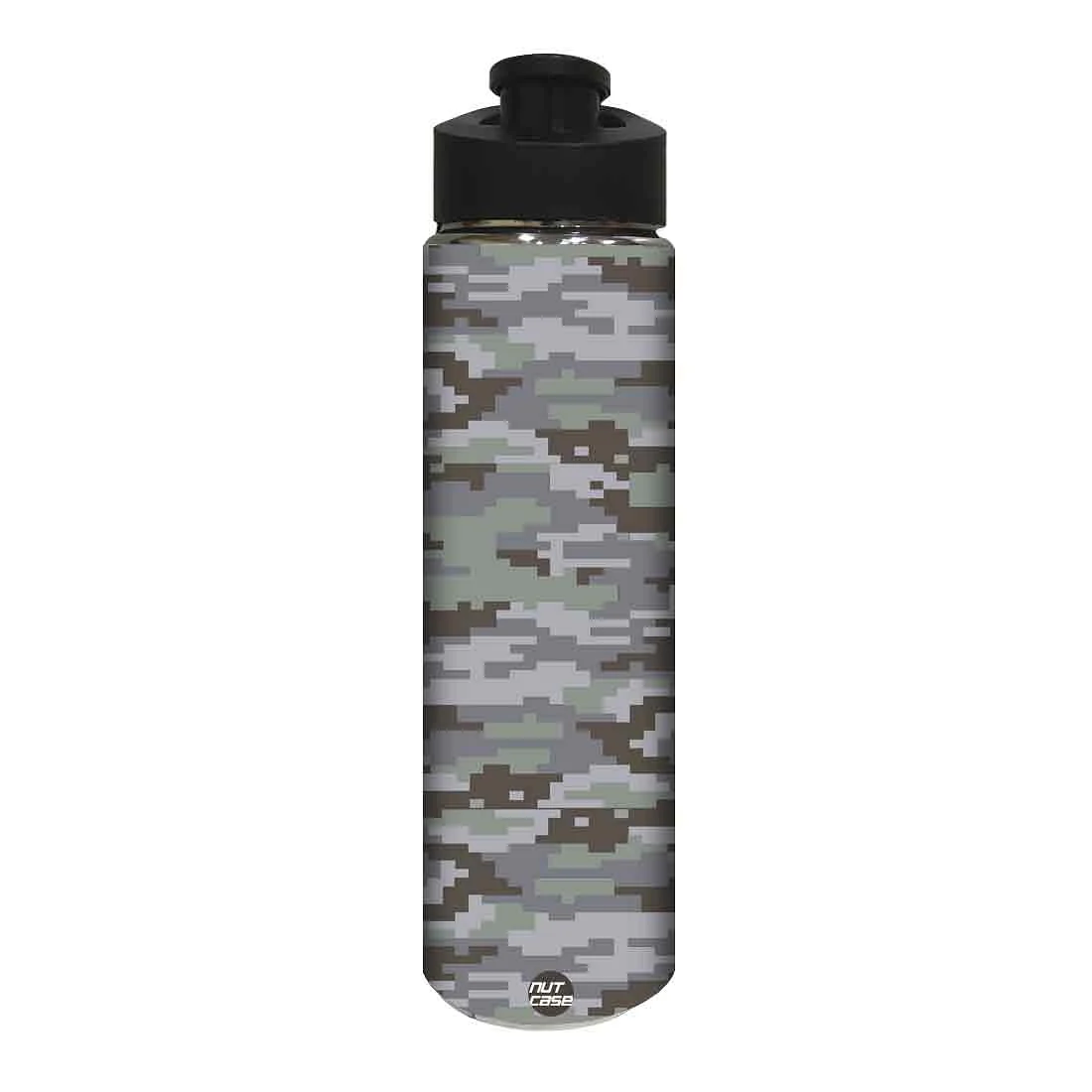 Designer Stainless Steel Water Bottle - Grey Army Pattern