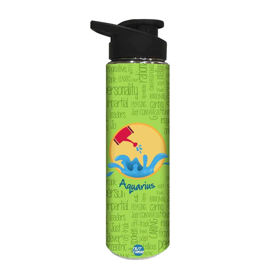 Designer Stainless Steel Water Bottle -  Aquarius Zodiac Signs - Image 2