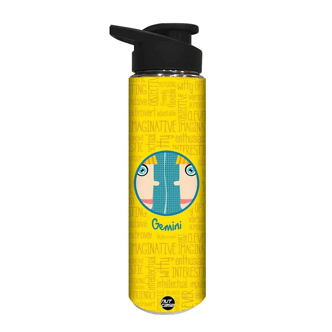 Designer Stainless Steel Water Bottle - Gemini Zodiac Signs - Image 2