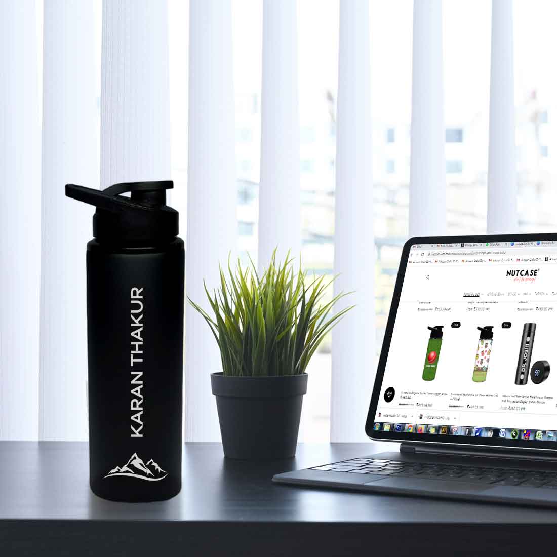 Custom Laser Engraved Water Bottles Stainless Steel for Office - Hill - Image 2