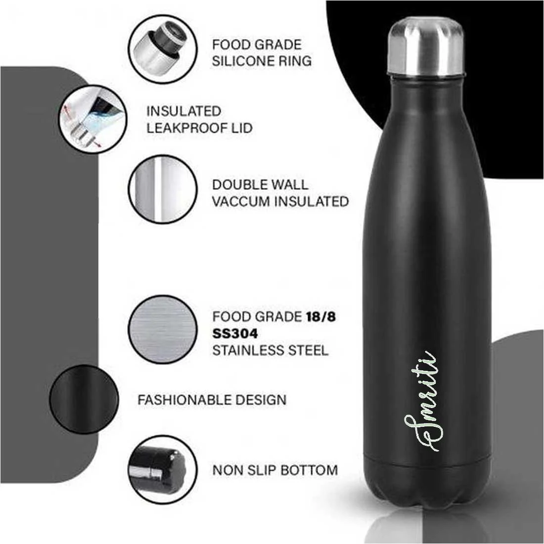 Water Bottle with Name - Personalized Stainless Steel Water Bottle - Image 3