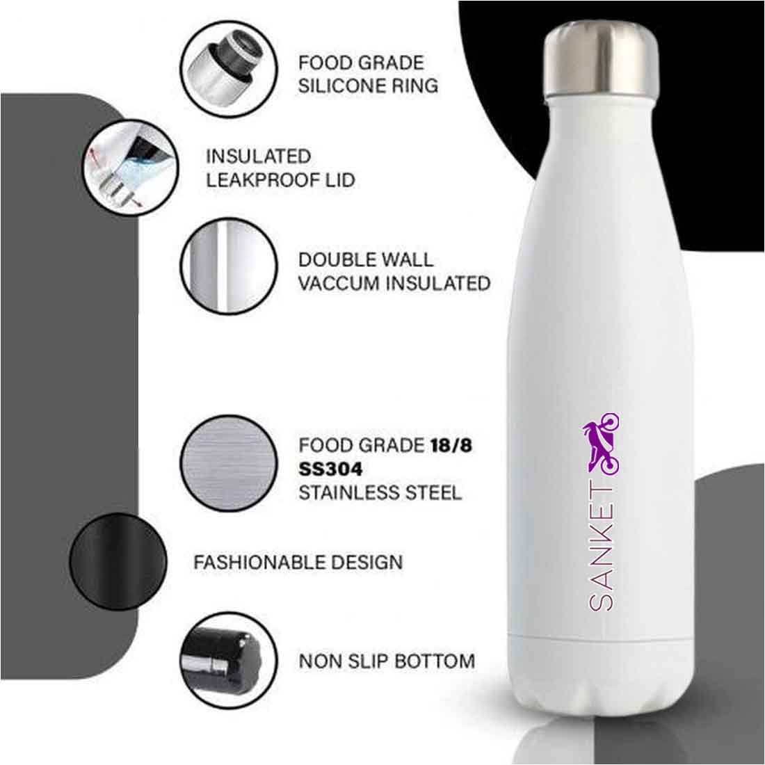 Water Bottles for Students - Customized Stainless Steel Insulated Water Bottle 500ml - Image 3