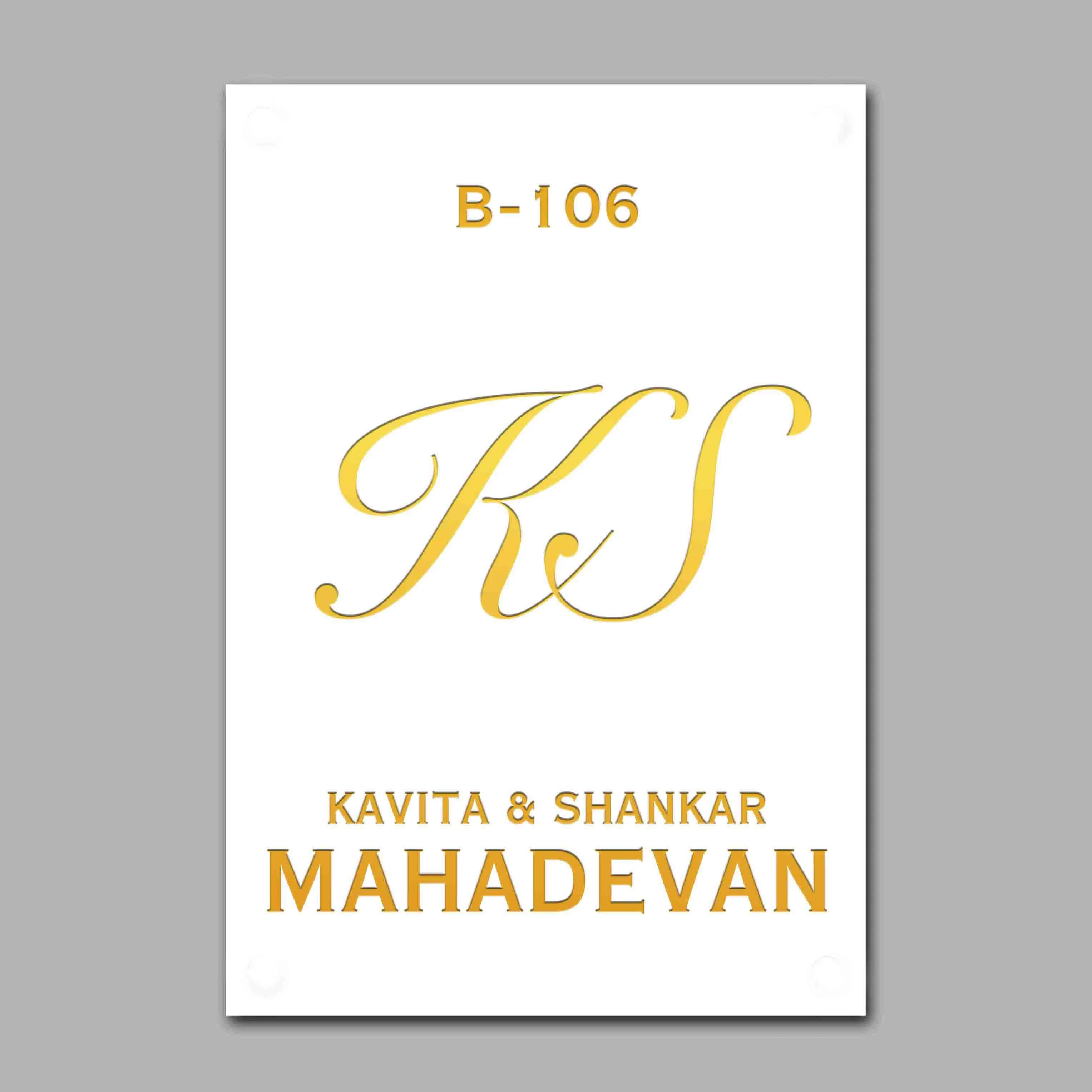 White Gold Name Plate for Home - Premium Nameplate with Golden Debossed Details - Image 2