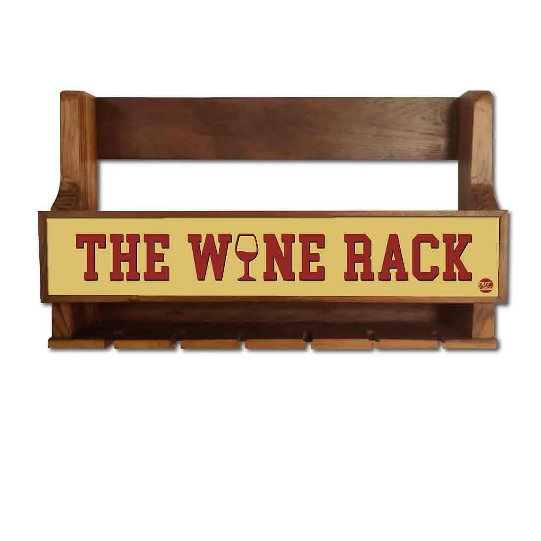 Wooden Wine Cabinet Rack Wall Mounted Mini Bar for 5 Bottles 6 Glasses - Image 2