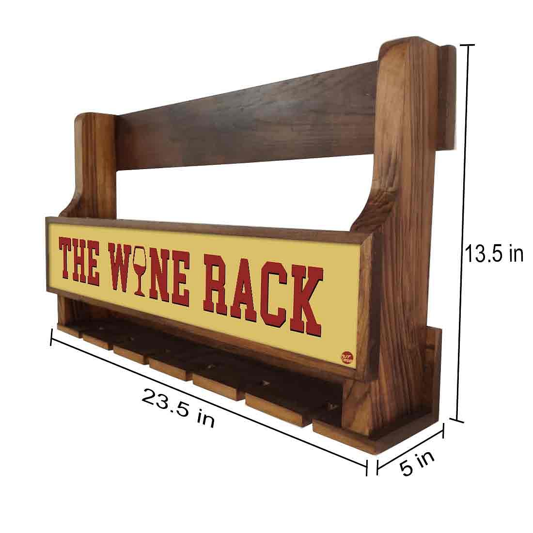 Wooden Wine Cabinet Rack Wall Mounted Mini Bar for 5 Bottles 6 Glasses - Image 4
