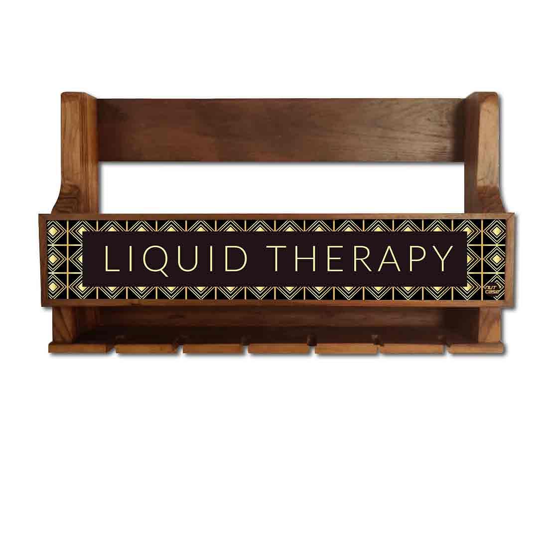 Wooden Wine Bottle Holder Mini Bar Cabinet for 5 Bottles 6 Glasses - Liquid Therapy - Image 2
