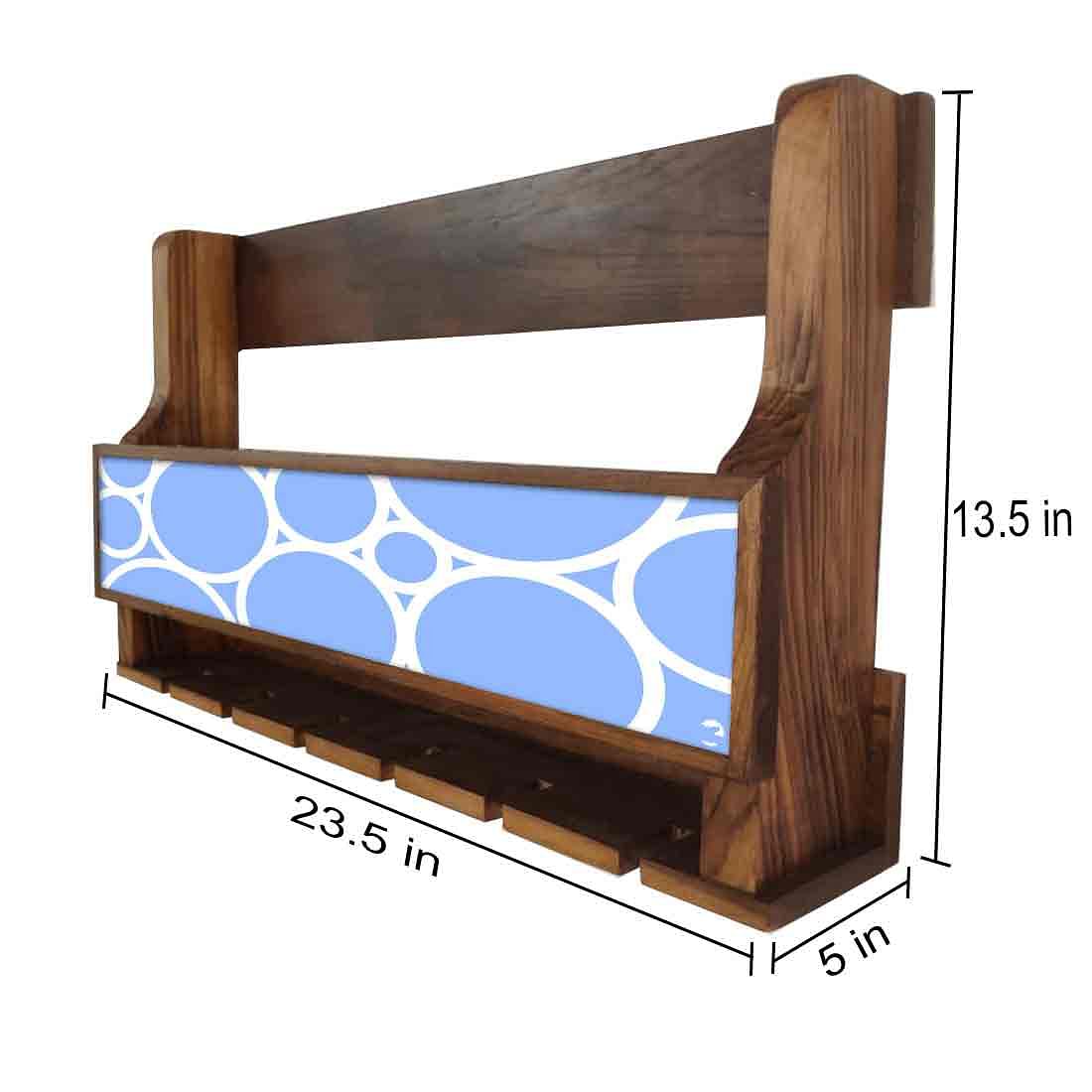 Nutcase Designer Wooden Wine Rack Gloss Holder, Teak Wood Wall Mounted Wine
Cabinet , 5 bottle Hangers for 6 Wine Glasses - - Image 4