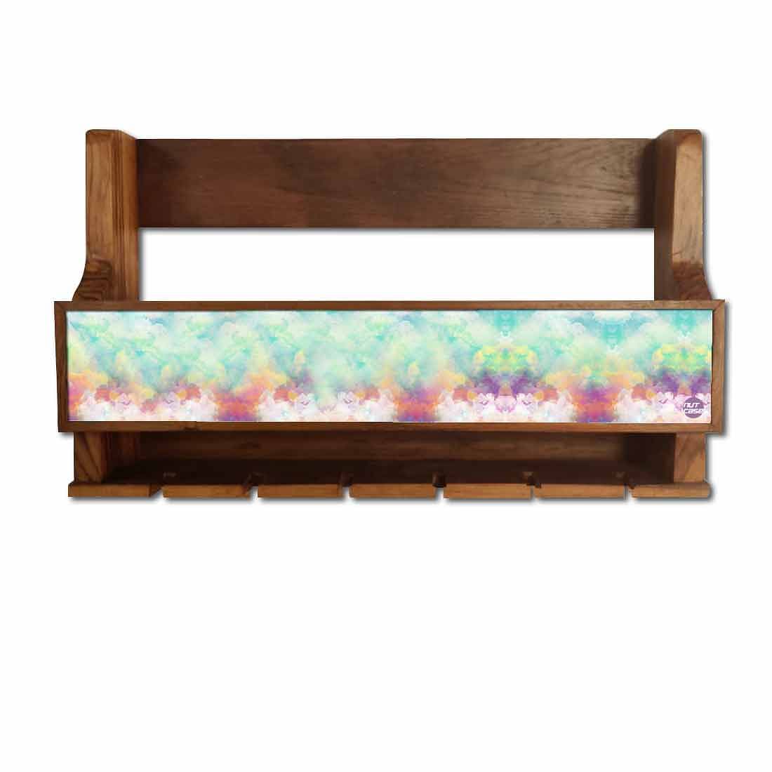 Nutcase Wall Mounted Wine Rack Mini Bar for 5 bottles 6 Glasses- Cloudy - Image 2