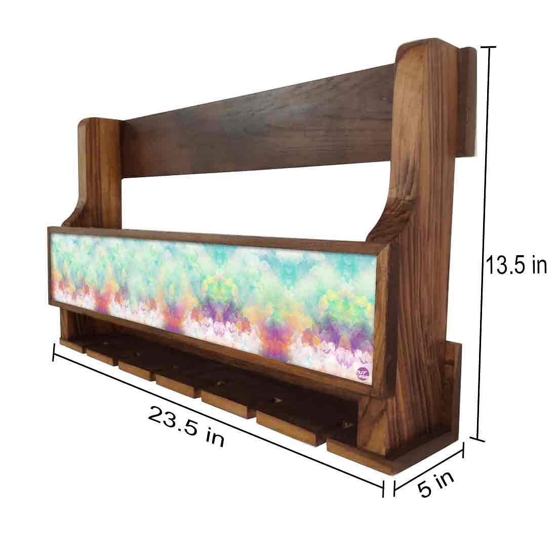 Nutcase Wall Mounted Wine Rack Mini Bar for 5 bottles 6 Glasses- Cloudy - Image 4